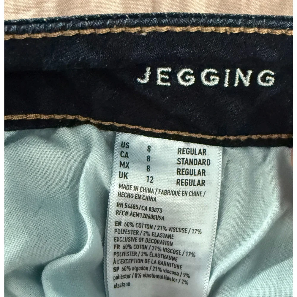 American Eagle Jeggings Womens Size 8 Dark Wash Low Rise Stretch Skinny Jeans - Picture 5 of 7